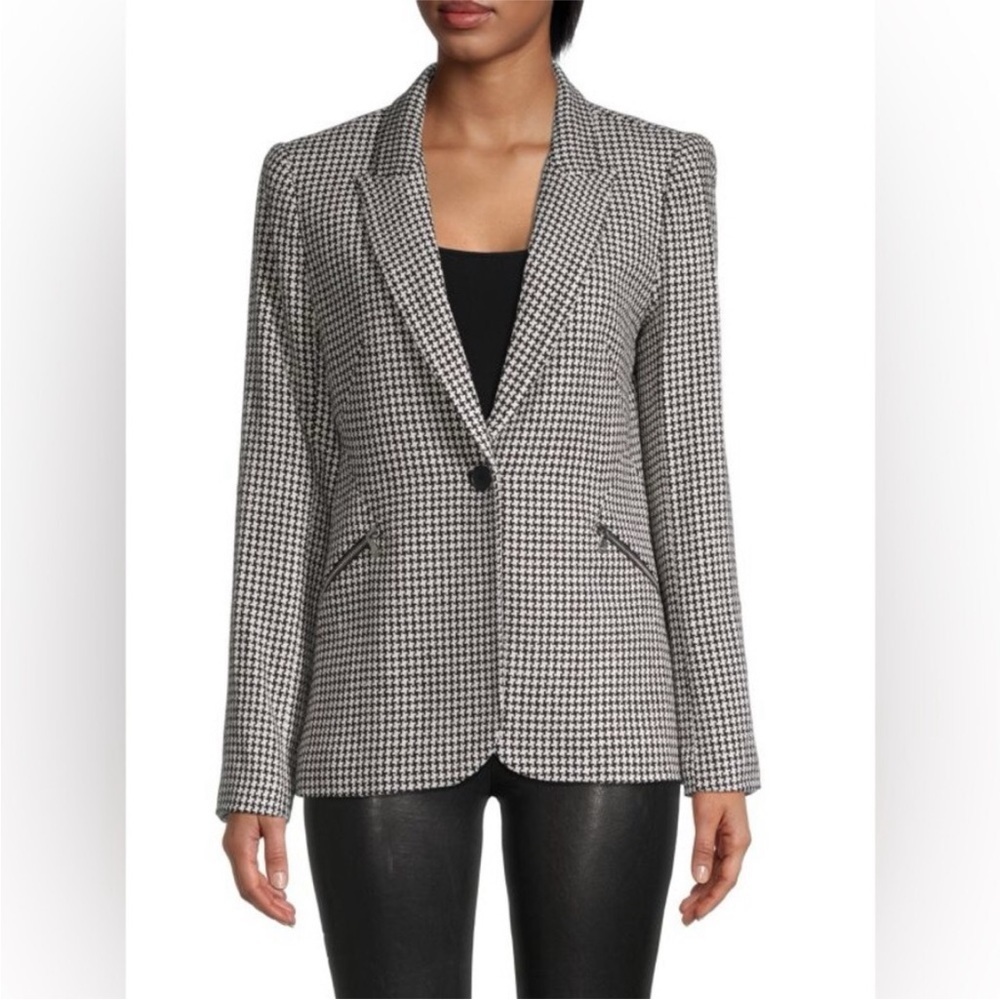 L'agence Candra Women's Blazer Jacket Zippers Houndstooth New